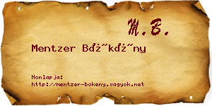 Mentzer Bökény névjegykártya
